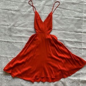 NEW RED MINI CUTOUT FLARE DRESS - URBAN OUTFITTERS